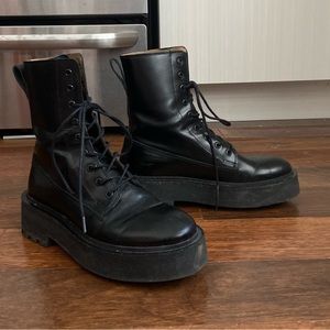 & Other Stories Black Platform Combat Boots, Size 37